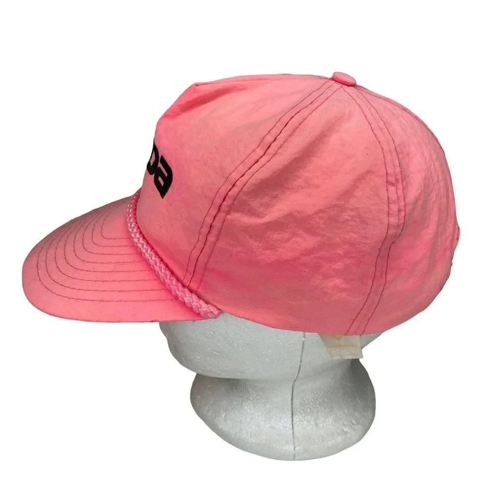 Vintage Mazda Hat Neon Pink Zipper Back Cap 80s 90s Car Lover Faded Distressed - Picture 3 of 6